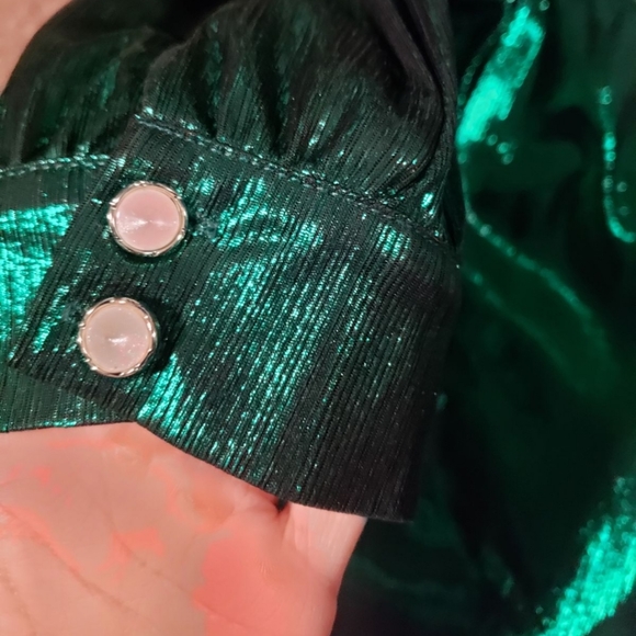 ALVONA - METALLIC GREEN DRAPE MINI DRES - Picture 11 of 14